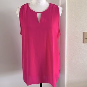 Pink fuschia chiffon sleeveless blouse Larger EUC